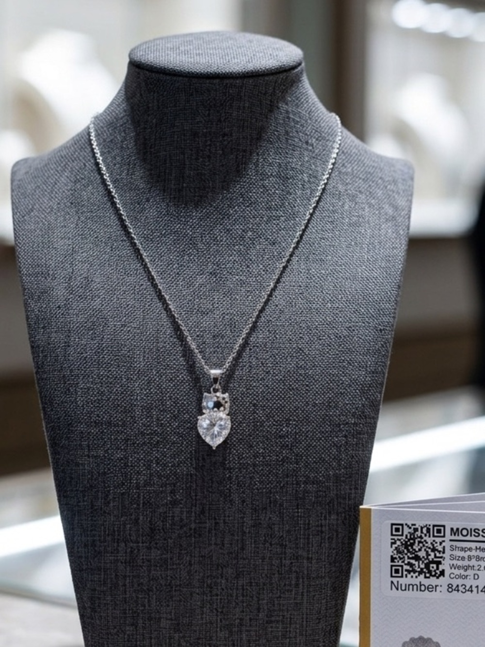 NWT 2ct Moissanite Heart "Hello Kitty" Pendant Necklace (.925 Sterling Silver)